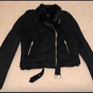 Zara Black Suede Moto Jacket